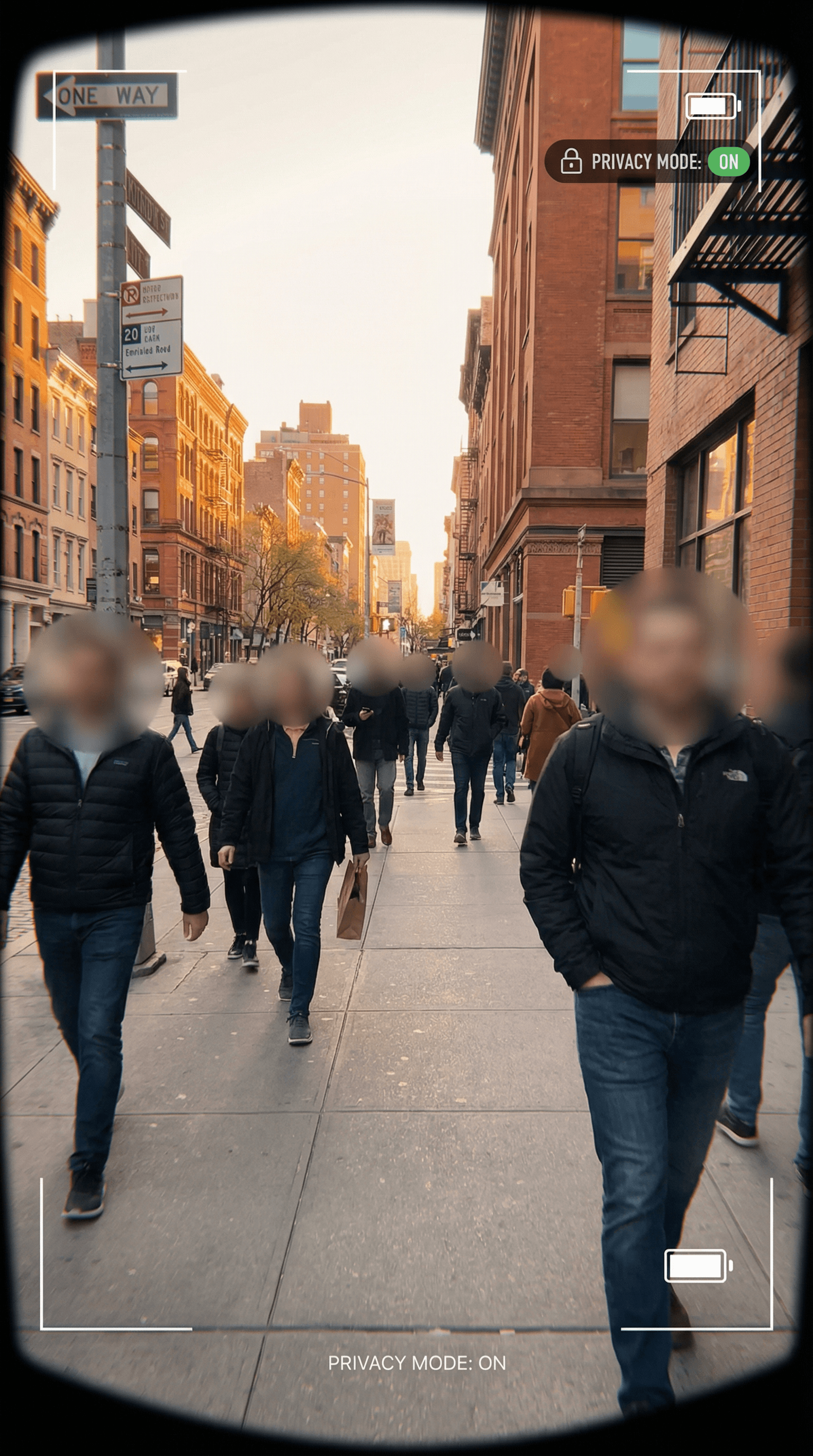 Street scene with blurred faces